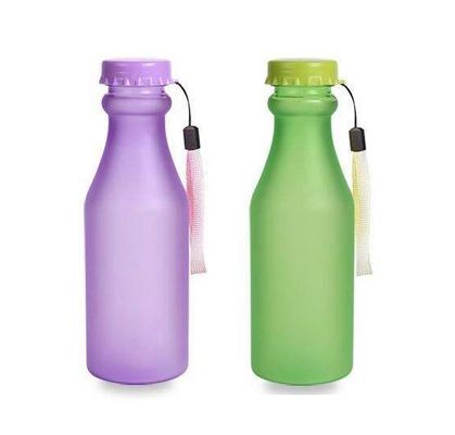 PC plástico 550ml botella portátil de agua sellada congelada para viajes yoga correr acampar