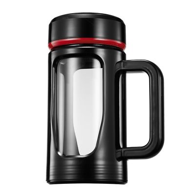 Botella de agua de vidrio de alto borosilicato resistente a la temperatura con accesorios de agarre a mano