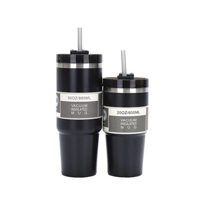 Compuesto de acero inoxidable 304 vacío aislado tumbler taza de café con tapa de paja 30 oz
