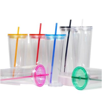 24 oz de acrílico de doble pared tumbler frío de color personalizado copa de plástico PP para los suministros de la fiesta