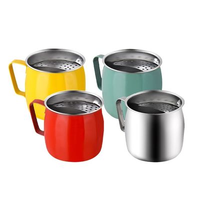 Suministro directo 304 Taza de té de acero inoxidable Taza portátil de grado alimenticio con filtro de media luna