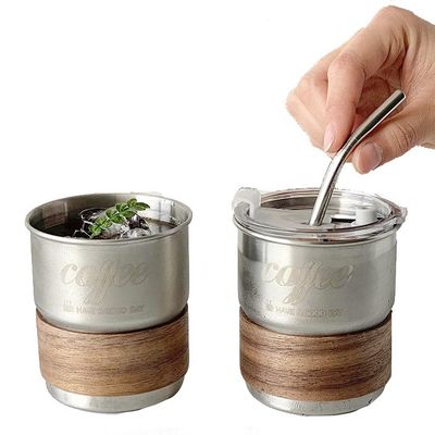 Taza de té de café de acero inoxidable con logotipo de impresión personalizado y mangas contra quemaduras