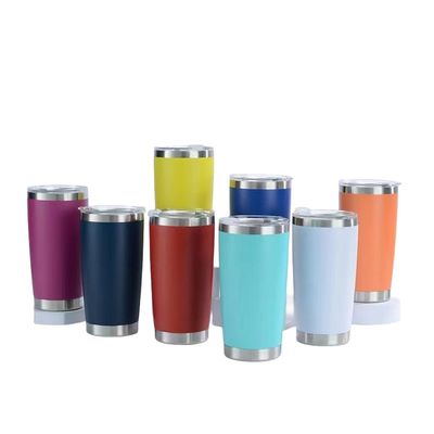 En polvo recubierto tumbler 20oz de acero inoxidable doble pared personalizado viaje taza de café con tapa