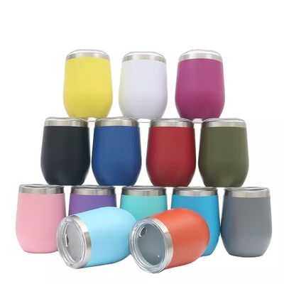 Taza de acero inoxidable de doble pared en forma de huevo con tapa para 240 ml / 350 ml de capacidad