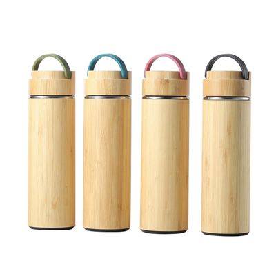 Logotipo personalizado Bamboo Flask Thermos Vacum Botella aislada para negocios al aire libre Regalo
