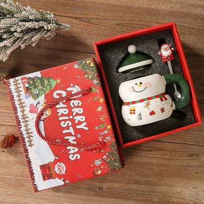 Tazas de café estilo americano diseño moderno con caja de regalo festivo Santa Muñeco de Nieve lindo