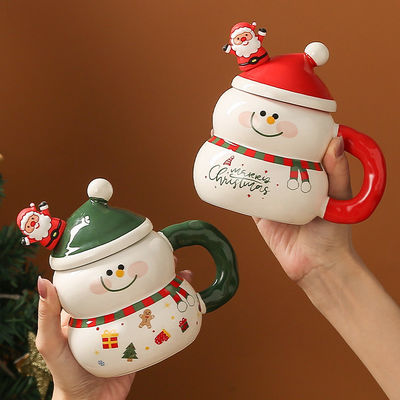 Tazas de café estilo americano diseño moderno con caja de regalo festivo Santa Muñeco de Nieve lindo