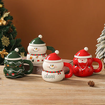 Tazas de café estilo americano diseño moderno con caja de regalo festivo Santa Muñeco de Nieve lindo
