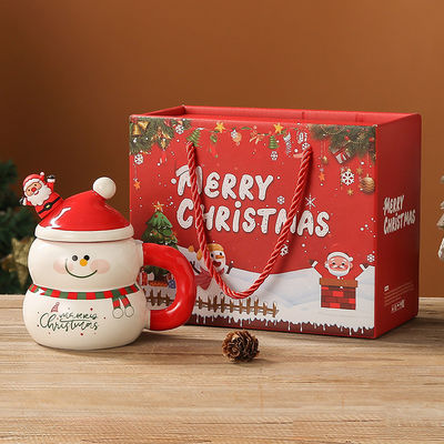 Tazas de café estilo americano diseño moderno con caja de regalo festivo Santa Muñeco de Nieve lindo