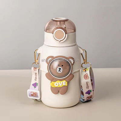 Taza de agua de paja para niños con aislamiento térmico con correa