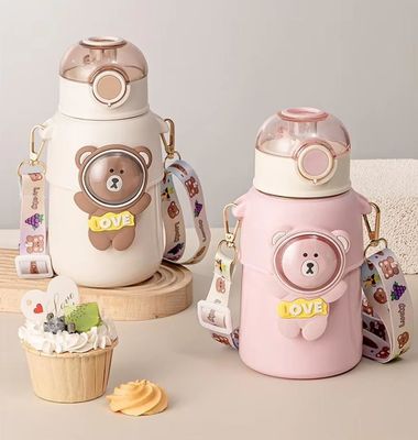 Taza de agua de paja para niños con aislamiento térmico con correa