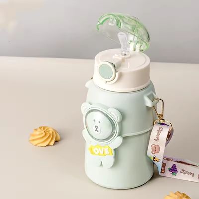 Taza de agua de paja para niños con aislamiento térmico con correa