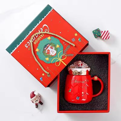 2024 Bella Navidad Bola de Nieve Cerámica Set de Regalos con Todos los Accesorios y Bonita Taza