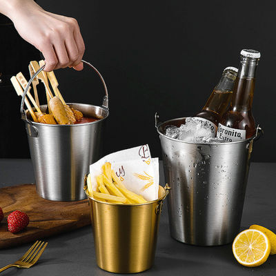 Cubo de hielo metálico 1L cubo de cerveza champán con mango para bocadillos y pollo frito