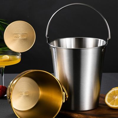 Cubo de hielo metálico 1L cubo de cerveza champán con mango para bocadillos y pollo frito