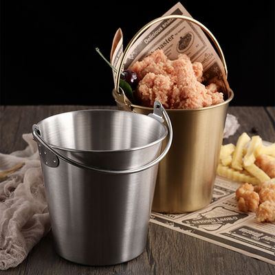 Cubo de hielo metálico 1L cubo de cerveza champán con mango para bocadillos y pollo frito