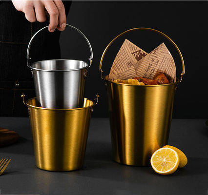 Cubo de hielo metálico 1L cubo de cerveza champán con mango para bocadillos y pollo frito