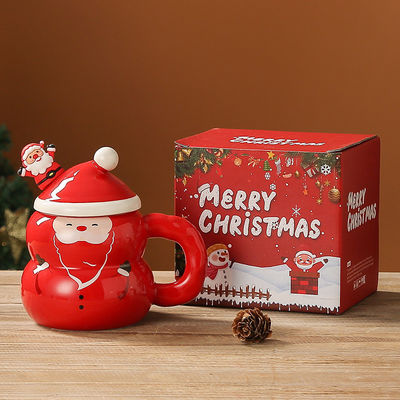 Hombre de nieve cerámico dulce Santa Copa de Navidad de café en caja de regalo para festivales