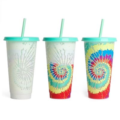 Promoción Regalo Reutilizable sin BPA Impresión personalizada Taza de café de plástico con tapa y paja