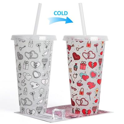 Promoción Regalo Reutilizable sin BPA Impresión personalizada Taza de café de plástico con tapa y paja