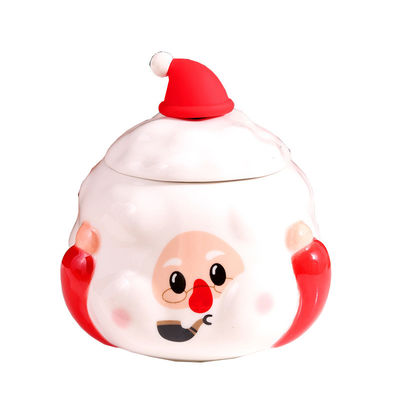Taza cerámica de Navidad Santa Claus con tapa y cuchara en color caja regalo tazas de café