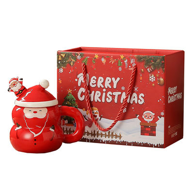 Caja de regalos de Navidad Muñeco de nieve Chica Santa Taza de café de leche sostenible con taza de cuchara