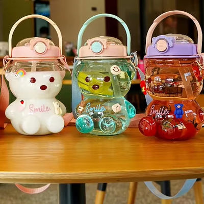 Bebida directa 1L Botellas de agua de plástico de viaje en forma de oso perfectas para niños en movimiento