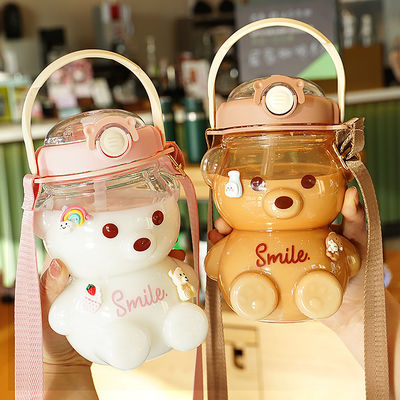 Bebida directa 1L Botellas de agua de plástico de viaje en forma de oso perfectas para niños en movimiento