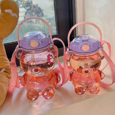 Bebida directa 1L Botellas de agua de plástico de viaje en forma de oso perfectas para niños en movimiento