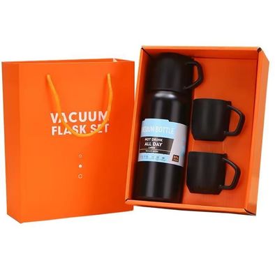 Conjunto de regalos de taza de agua de aislamiento al vacío de acero inoxidable portátil con tres tapas para viajeros