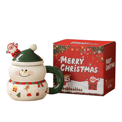 Cuatro colores caja de regalos de Navidad hombre de nieve diseño de Santa leche taza de café con cuchara