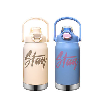 Super Nuevo Estilo Niños Bonitos Botellas de Vacío de dibujos animados Niños Flasca aislada Botella de agua térmica con paja