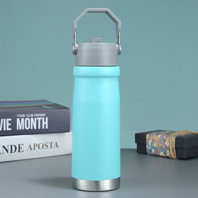 Taza recta Logotipo personalizado Hot Travel 500ml 650Ml Botella de agua deportiva de doble pared de acero inoxidable con mango
