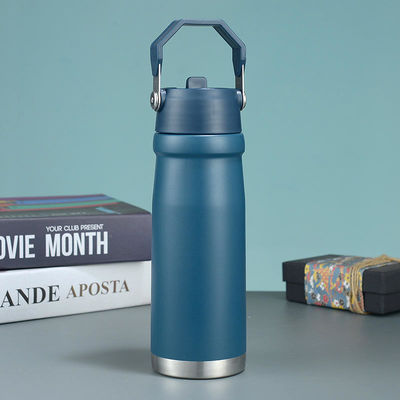Taza recta Logotipo personalizado Hot Travel 500ml 650Ml Botella de agua deportiva de doble pared de acero inoxidable con mango