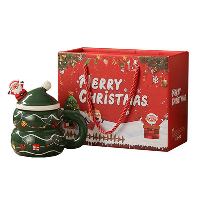 8.5x6.8cm Cerámica diseño de Navidad leche taza de café con taza de regalo caja Muñeco de nieve Santa