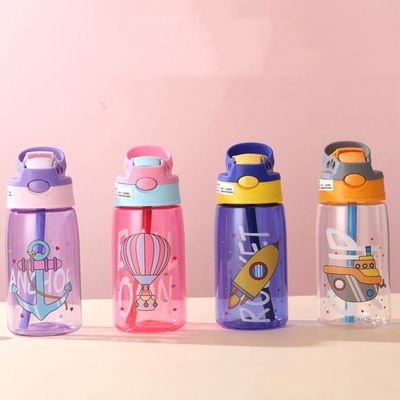 Botellas de agua potable para bebés de plástico recubiertas contra la corrosión con logotipo y pajitas personalizados
