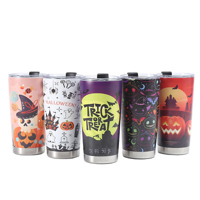 Tipo abierto 3D impresa copa de cerveza 304 inoxidable vaso de agua al vacío 20oz con diseño de Halloween