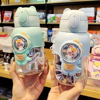 Estilo de diseño lindo 2024 Botellas de agua rosa con paja para niñas y niños en la escuela