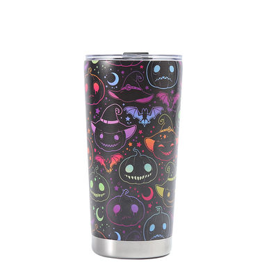 Tipo abierto 3D impresa copa de cerveza 304 inoxidable vaso de agua al vacío 20oz con diseño de Halloween