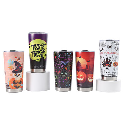Tipo abierto 3D impresa copa de cerveza 304 inoxidable vaso de agua al vacío 20oz con diseño de Halloween