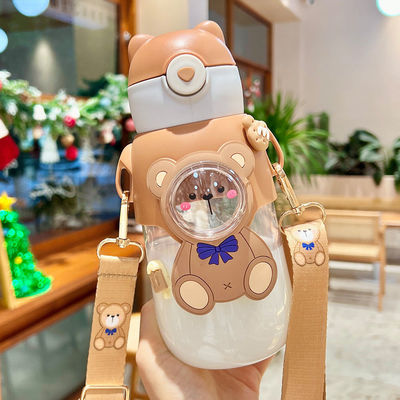 Botella de agua con paja con osos lindos diseño ideal para estudiantes en verano
