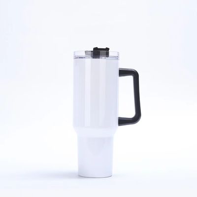 Reutilizables tumblers de acero inoxidable de color de las tazas de automóviles tumbler con mango y tapa de paja