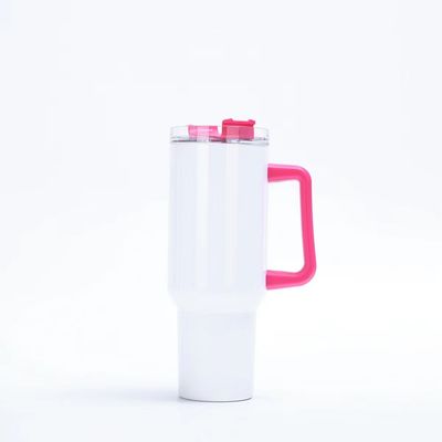 Botella de agua de vacío de acero inoxidable de 40 oz Tumbler con mango y tapa de paja estilo americano