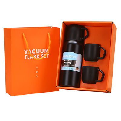 Conjunto de botellas aisladas al vacío de acero inoxidable 304 para negocios caja regalo 3 tapas incluidas