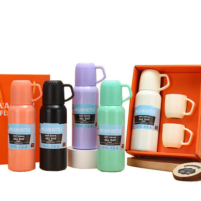 Conjunto de botellas aisladas al vacío de acero inoxidable 304 para negocios caja regalo 3 tapas incluidas