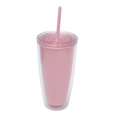 Bebida directa Botella de agua de 750 ml de doble pared con tapa y tazas de café de paja