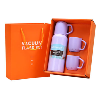 Conjunto de botellas aisladas al vacío de acero inoxidable 304 para negocios caja regalo 3 tapas incluidas