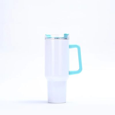 Tumbler de 40 oz con mango y tapa de paja Tumblers de acero inoxidable de color Tazas de coche para el trabajo