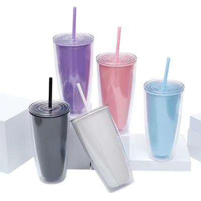 TOUR Aplicable Adultos 24 oz libre de BPA de doble pared de plástico tumbler con paja y tapa