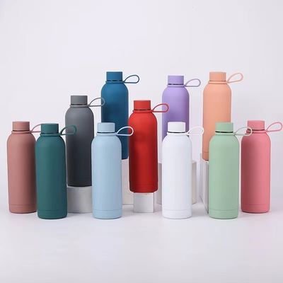 Venta Colorida Botella de agua aislada de boca estrecha de acero inoxidable 304 con agarre de mano